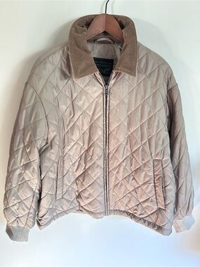 Levi’s | Tan Diamond quilted bomber puff jacket with corduroy collar